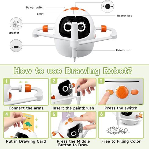 Drawing Robot for Kids, Montessori Painting Learning Toys, Voice Interactive Educational Drawing Machine with 220 Word Cards for 3 4 5 6 7 8 Year Old Boys Girls Gift in Kuwait