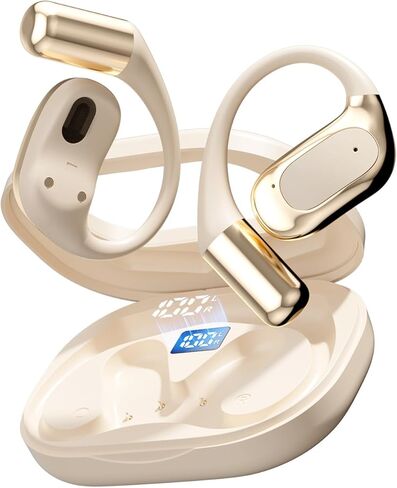 Open Ear Headphones Bluetooth Wireless Over Ear Earbuds with Ergonomic Earhook Ear Buds, Led Power Display,48h Playtime，Ipx6 Waterproof Comfortable for Workout，Cycling，Running (Skin) in Saudi Arabia