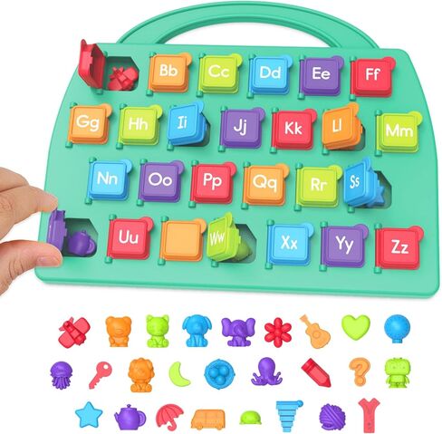 لوحة الحروف الأبجدية Lift-a-Letter من Learning Resources - ألعاب تعلم الحروف الأبجدية للأطفال الصغار، ألعاب تعليمية للأطفال الصغار للصوتيات والمهارات الحركية الدقيقة، والتعرف على الحروف وتطوير اللغة، لعبة ABC in Kuwait