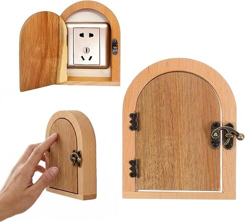 Fairy Door Outlet Cover Plate, No-Drill Decorative Outlet Covers for Pet Proofing, Handmade Wooden Door Style Light Switch Cover, Fits Standard Electrical Outlets, Easy Installation in Kuwait