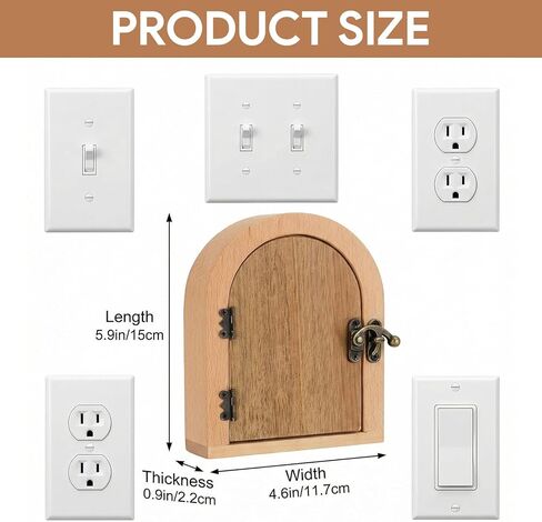Fairy Door Outlet Cover Plate, No-Drill Decorative Outlet Covers for Pet Proofing, Handmade Wooden Door Style Light Switch Cover, Fits Standard Electrical Outlets, Easy Installation in Kuwait
