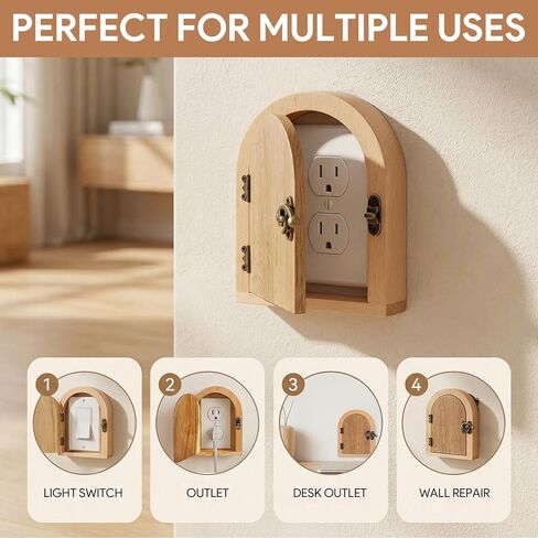 Fairy Door Outlet Cover Plate, No-Drill Decorative Outlet Covers for Pet Proofing, Handmade Wooden Door Style Light Switch Cover, Fits Standard Electrical Outlets, Easy Installation in Kuwait