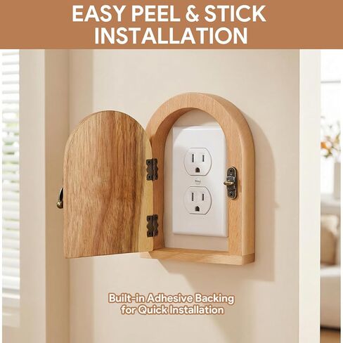 Fairy Door Outlet Cover Plate, No-Drill Decorative Outlet Covers for Pet Proofing, Handmade Wooden Door Style Light Switch Cover, Fits Standard Electrical Outlets, Easy Installation in Kuwait