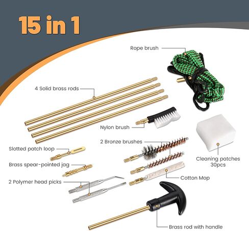 Hantoptik Universal Gun Cleaning Kit Gun Cleaner for All Guns, Gun Brushes with Reinforced Brass Rods, Brass Jags and Bronze Brushes Gun Acceesories Gifts for Men in Kuwait