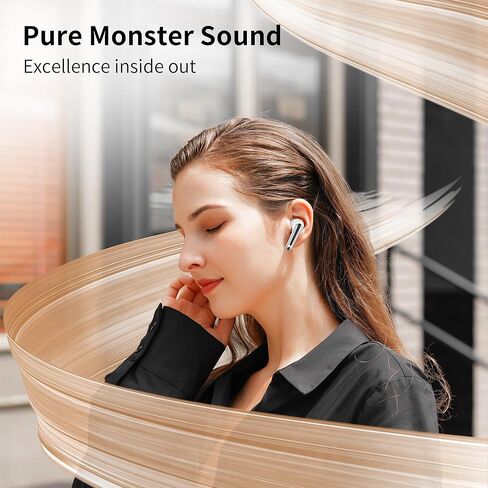 سماعات أذن لاسلكية Monster N-Lite 203 AirLinks، سماعات بلوتوث 5.3 هاي فاي ستيريو، سماعات أذن لاسلكية مع مكالمات واضحة عالية الدقة، تشغيل 30 ساعة، تحكم باللمس، شحن من النوع C، سماعات أذن مقاومة للماء IPX6 in Kuwait