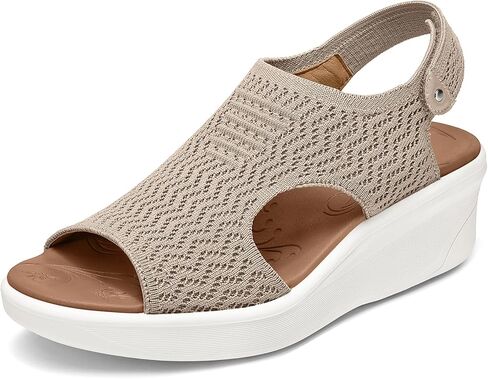 mysoft Walking Sandals for Women - Comfortable Wedge Sandals with Arch Support - Breathable Knit Open Toe Summer Shoes - Lightweight Non Slip Beach Sandals with Adjustable Hook and Loop Strap in Saudi Arabia