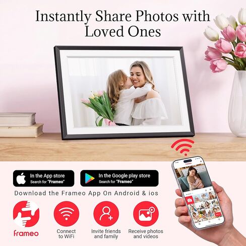 Frameo Digital Picture Frame – 10.1 Inch Smart Wi-Fi Photo Frame with Easy App Connection, for Women, Mom, Grandma, Wife, Girlfriend, Wedding Gift, Share Memories Instantly via Free App in Kuwait
