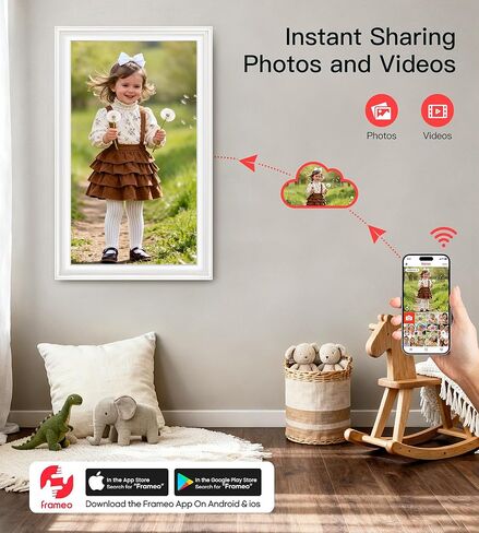 إطار صور رقمي BIGASUO مقاس 15.6 بوصة Frameo 64 جيجابايت إطارات صور إلكترونية كبيرة بتقنية WiFi مقاس 1920 × 1080 IPS FHD تعمل باللمس ومشاركة اللحظات على الفور في أي مكان أفضل الهدايا للآباء والأجداد من خشب الجوز الصلب in Kuwait