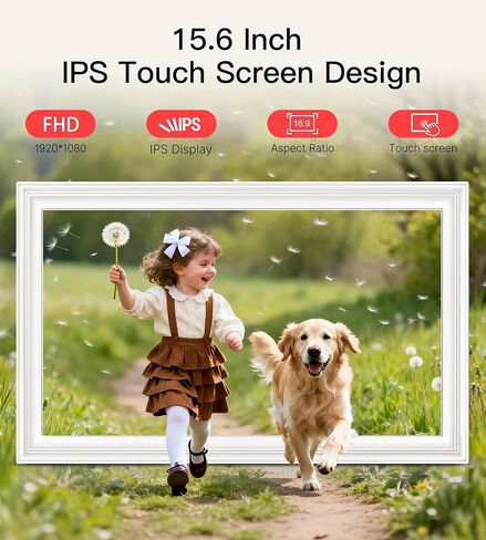 إطار صور رقمي BIGASUO مقاس 15.6 بوصة Frameo 64 جيجابايت إطارات صور إلكترونية كبيرة بتقنية WiFi مقاس 1920 × 1080 IPS FHD تعمل باللمس ومشاركة اللحظات على الفور في أي مكان أفضل الهدايا للآباء والأجداد من خشب الجوز الصلب in Kuwait