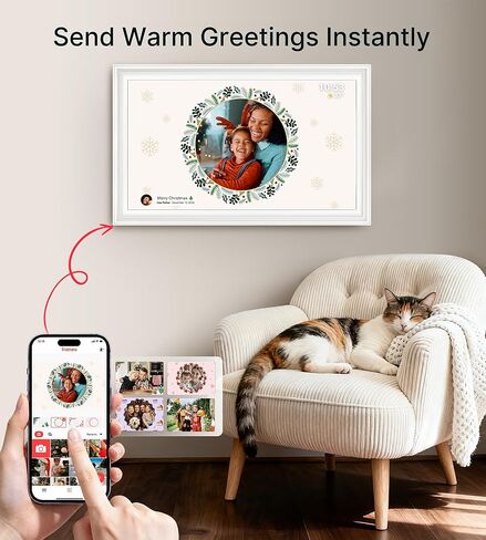 إطار صور رقمي BIGASUO مقاس 15.6 بوصة Frameo 64 جيجابايت إطارات صور إلكترونية كبيرة بتقنية WiFi مقاس 1920 × 1080 IPS FHD تعمل باللمس ومشاركة اللحظات على الفور في أي مكان أفضل الهدايا للآباء والأجداد من خشب الجوز الصلب in Kuwait