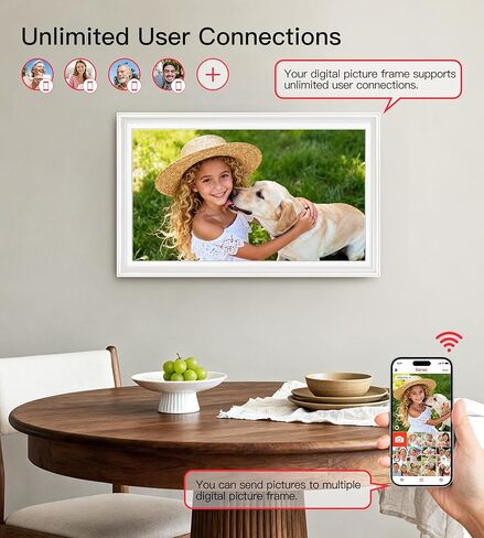 إطار صور رقمي BIGASUO مقاس 15.6 بوصة Frameo 64 جيجابايت إطارات صور إلكترونية كبيرة بتقنية WiFi مقاس 1920 × 1080 IPS FHD تعمل باللمس ومشاركة اللحظات على الفور في أي مكان أفضل الهدايا للآباء والأجداد من خشب الجوز الصلب in Kuwait