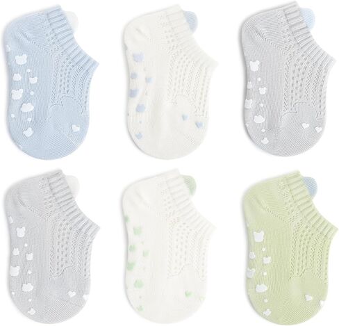 Toddler Non slips Socks with Grippers Baby Girls Cotton Breathable Mesh Fabric Ankle Socks for Infant kids in Kuwait