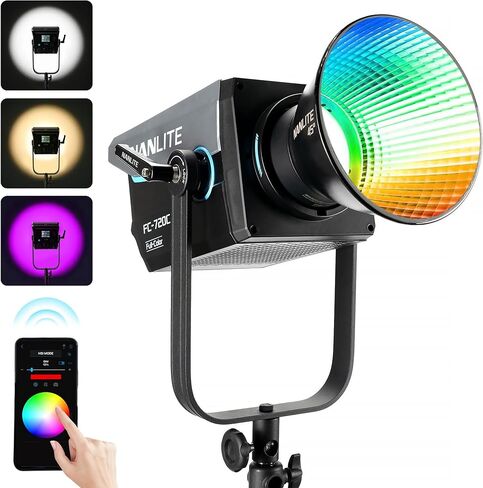 Nanlite FC-720C 750W RGBW LED Video Light، أضواء استوديو كاملة الألوان مع 2700K-12000K، CRI 96 TLCI 97، حامل Bowens لإنتاج الأفلام والبث، يوتيوب، البث المباشر والتصوير الفوتوغرافي in Kuwait