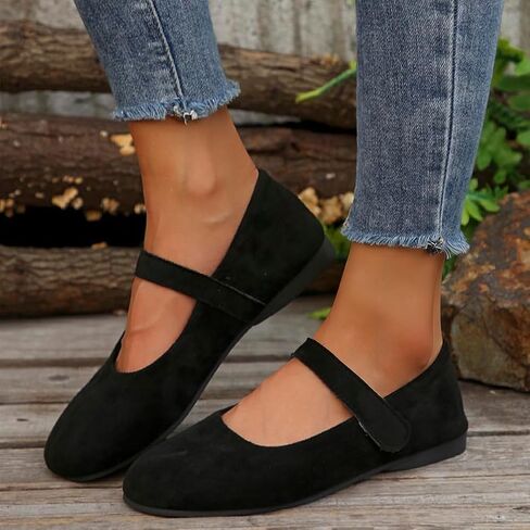 Flats for Women Mary Jane Ballet Dress Comfortable Walking Shoes Casual Work Retro Round-Toe One-Strap Daily Flats Soft Hook & Loop in Saudi Arabia