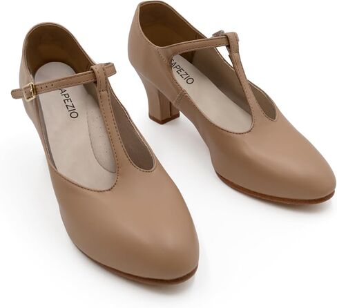 Capezio Jr. Footlight T-Strap Character Shoe, Caramel, 4.5 W in Kuwait