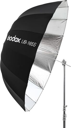 Godox UB-165S 65 بوصة (165 سم) مظلة فضية مكافئة - معدل إضاءة داخلي فضي مكافئ عميق مع جزء خارجي أسود للصور الاحترافية والأزياء وإضاءة الاستوديو in Kuwait