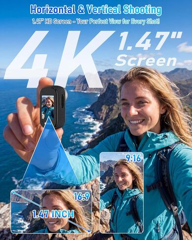كاميرا جسم صغيرة بدقة 4K مع شاشة مقاس 1.47 بوصة، وكاميرا عمل قابلة للارتداء مقاومة للماء بحجم الإبهام مع مشبك مغناطيسي وحامل للخوذة، وكاميرا فيديو POV محمولة سعة 64 جيجابايت لتسجيل الفيديو وركوب الدراجات والسفر والرياضات الخارجية وخدمة الواي فاي in Kuwait