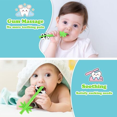 Baby Teether Toy Chew Toys Silicone Panda Bamboo Teething Toy for Baby 3-24 Months, Hollow Tube Teethers for Sucking Needs, Teething Relief for Infants, BPA Free in Kuwait