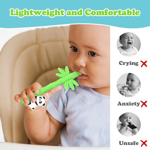 Baby Teether Toy Chew Toys Silicone Panda Bamboo Teething Toy for Baby 3-24 Months, Hollow Tube Teethers for Sucking Needs, Teething Relief for Infants, BPA Free in Kuwait