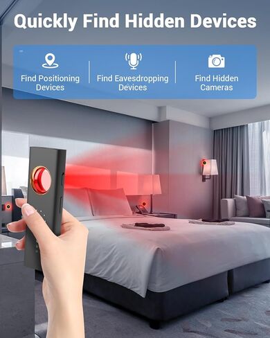 أجهزة كشف الكاميرا الخفية، جهاز تعقب الأخطاء RF GPS للكشف عن الاستماع للمكتب والفنادق والحمامات، 6 مستويات حساسية، 4 أوضاع احترافية باللون الأسود in Kuwait