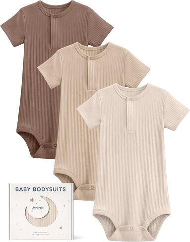 Unnivoll Baby Bodysuits Rayon Made From Bamboo Baby Onesies Short Sleeve Infant Newborn Onesies Baby Boys Girls Clothes in Kuwait