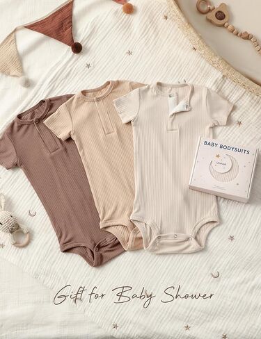 Unnivoll Baby Bodysuits Rayon Made From Bamboo Baby Onesies Short Sleeve Infant Newborn Onesies Baby Boys Girls Clothes in Kuwait