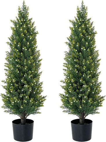 Artificial Tree, 3FT Cedar Potted Plant, 2 Pack, UV Resistant, Indoor Outdoor Garden Decor in Saudi Arabia