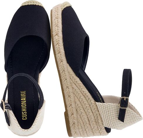 CUSHIONAIRE Elche Closed Toe Wedge Sandals for Women, Platform Espadrilles Heels With Adjustable Buckle in Kuwait