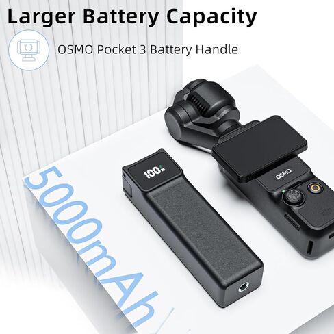 مقبض بطارية لـ DJI Osmo Pocket 4 3 ملحقات ممتدة مقبض بطارية بقوة 5000 مللي أمبير في الساعة مع حامل ثلاثي صغير وواقي مقسى (لا يدعم USB-C جميع المخرجات) in Kuwait