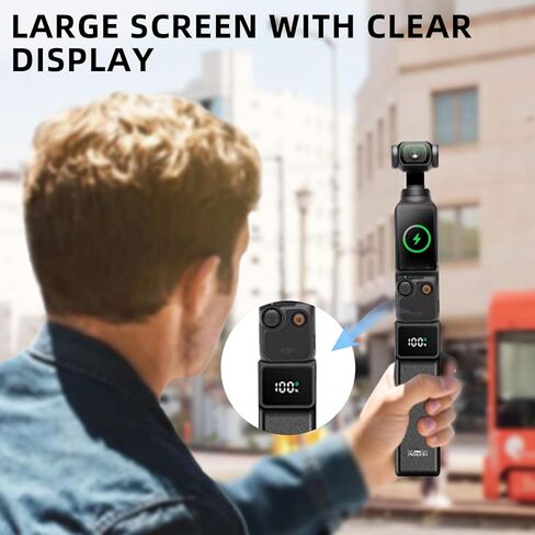 مقبض بطارية لـ DJI Osmo Pocket 4 3 ملحقات ممتدة مقبض بطارية بقوة 5000 مللي أمبير في الساعة مع حامل ثلاثي صغير وواقي مقسى (لا يدعم USB-C جميع المخرجات) in Kuwait