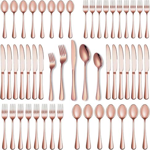 Runfly Rainbow Silverware Set, 40 Piece Flatware Cutlery Set for 8, Stainless Steel Silverware, Mirror Polished Cutlery Utensil Set Includes Knife Fork Spoon for Home Kitchen Restaurant in Kuwait