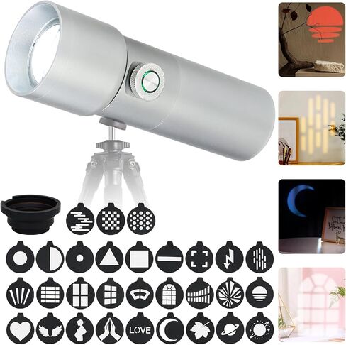 Photography Studio 10W LED Flashlight Spotlight with 30 Gobos/4 Colors/CRI95+/3 Lighting Modes & Built in 7500mAh Rechargeable Battery for Recording Studio Video Lighting. in Kuwait