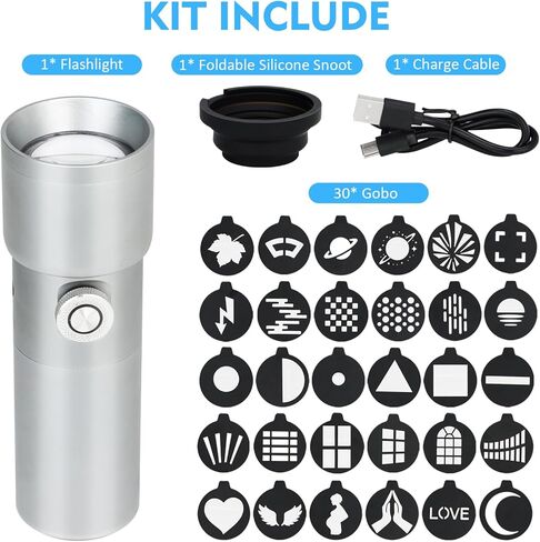 Photography Studio 10W LED Flashlight Spotlight with 30 Gobos/4 Colors/CRI95+/3 Lighting Modes & Built in 7500mAh Rechargeable Battery for Recording Studio Video Lighting. in Kuwait