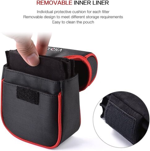 Field Filters Case for Round Filters Up to 86mm, Belt Style Design Filter Pouch, Removable Inner Lining and Water-Resistant and Dustproof Design, Black in Kuwait