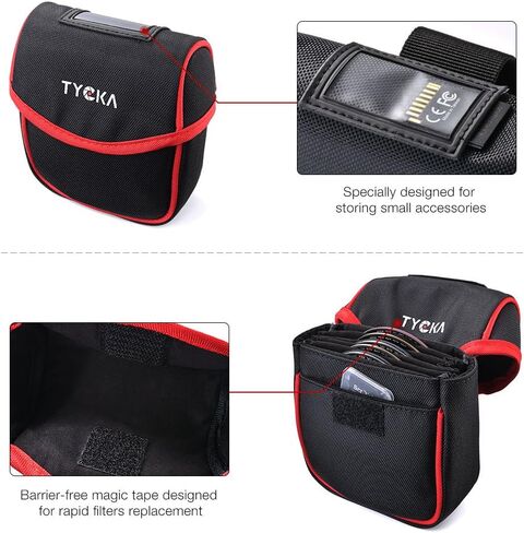 Field Filters Case for Round Filters Up to 86mm, Belt Style Design Filter Pouch, Removable Inner Lining and Water-Resistant and Dustproof Design, Black in Kuwait