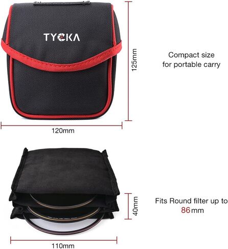 Field Filters Case for Round Filters Up to 86mm, Belt Style Design Filter Pouch, Removable Inner Lining and Water-Resistant and Dustproof Design, Black in Kuwait
