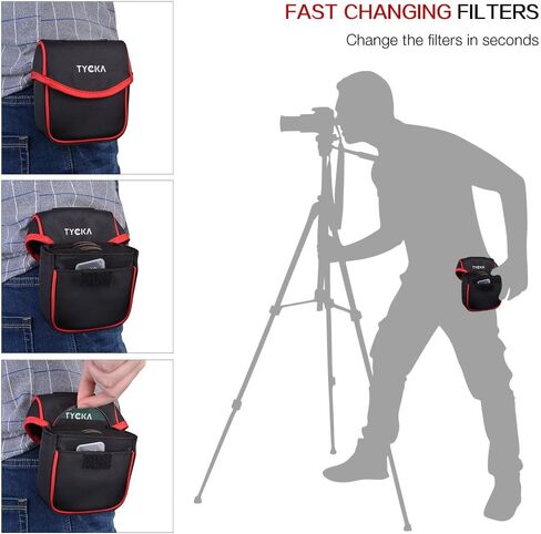 Field Filters Case for Round Filters Up to 86mm, Belt Style Design Filter Pouch, Removable Inner Lining and Water-Resistant and Dustproof Design, Black in Kuwait
