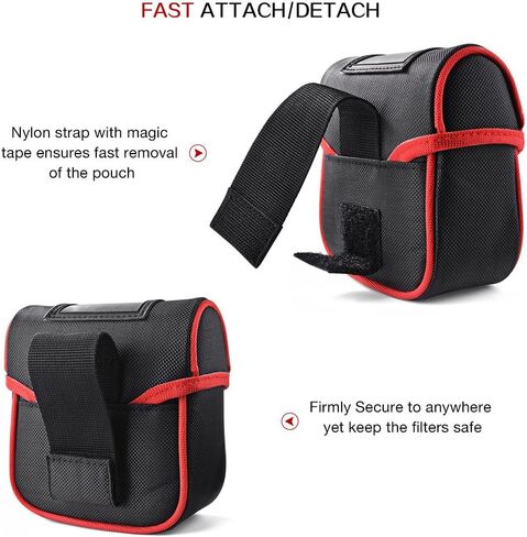 Field Filters Case for Round Filters Up to 86mm, Belt Style Design Filter Pouch, Removable Inner Lining and Water-Resistant and Dustproof Design, Black in Kuwait