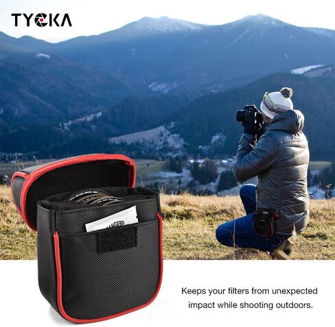 Field Filters Case for Round Filters Up to 86mm, Belt Style Design Filter Pouch, Removable Inner Lining and Water-Resistant and Dustproof Design, Black in Kuwait