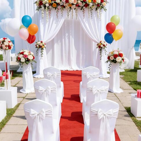 50Pcs White Chair Sashes, Spandex Wedding Bows for Chairs, Universal Elastic Chair Bows for Wedding Event Decorations in Kuwait