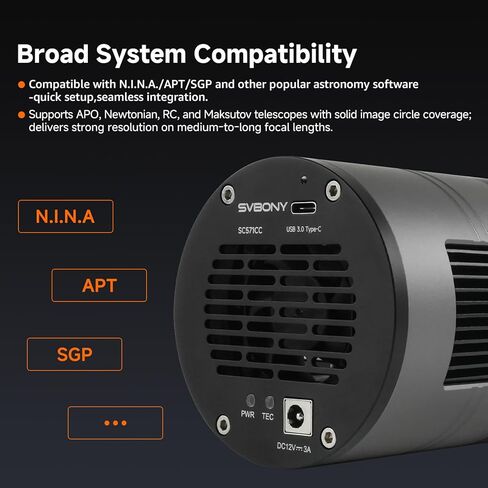 SVBONY SC571CC Cooled Color Astronomy Camera, IMX571 CMOS APS-C Sensor, Front-Window Glass Heater Prevent Dew and Condensation, USB 3.0 Type C, High Resolution Telescope Camera for Astrophotography in Saudi Arabia