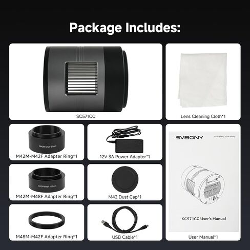 SVBONY SC571CC Cooled Color Astronomy Camera, IMX571 CMOS APS-C Sensor, Front-Window Glass Heater Prevent Dew and Condensation, USB 3.0 Type C, High Resolution Telescope Camera for Astrophotography in Saudi Arabia