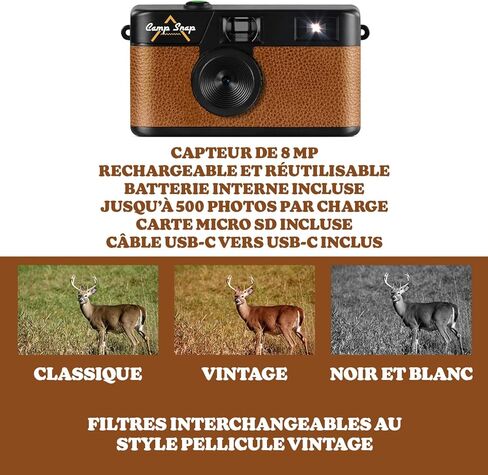 CampSnap Compact Digital Camera without Display - Memory for 2000 Photos - 10M Pixels - Rechargeable Battery - Vintage - Brown in Kuwait