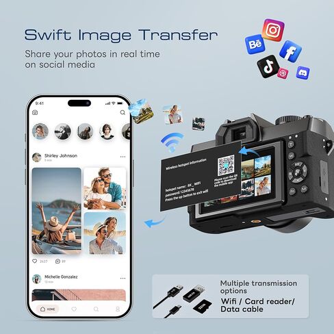 كاميرات رقمية G-Anica 8K للتصوير الفوتوغرافي مع عدسة مزدوجة، مجموعة كاميرا تسجيل فيديو واي فاي بدقة 64 ميجابكسل مع شاشة قلاب 180 درجة، تكبير 16X، بطاقة 64 جيجابايت، كاميرا محمولة للمبتدئين والمراهقين، بطاريتان in Kuwait