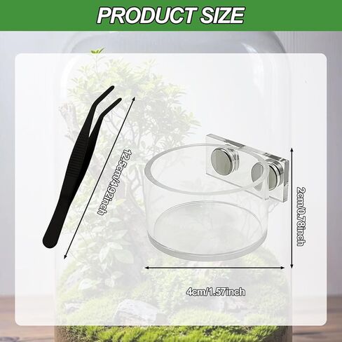 Jumping Spider Feeding Dish Cover, Decorative Magnetic Plastic Water Bowl and Tweezers, Jumping Spider Enclosure Accessories Magnetic Water Bowl Easy to Install in Kuwait