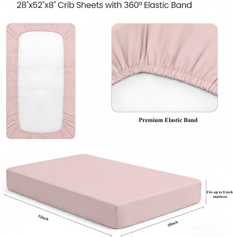 4 Pack Crib Sheets for Girls – Fitted Crib Sheets for Standard Crib Mattress and Toddler Mattress, Ultra Soft Breathable Washable Polyester, 28x52inch, Light Pink & Star in Saudi Arabia