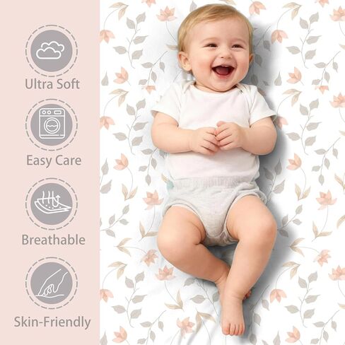 4 Pack Crib Sheets for Girls – Fitted Crib Sheets for Standard Crib Mattress and Toddler Mattress, Ultra Soft Breathable Washable Polyester, 28x52inch, Light Pink & Star in Saudi Arabia