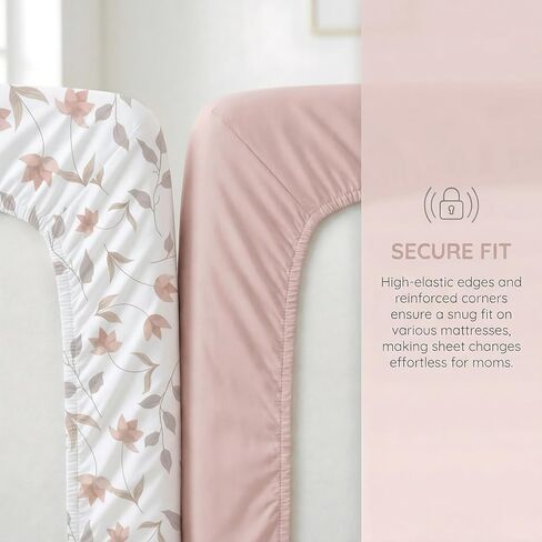 4 Pack Crib Sheets for Girls – Fitted Crib Sheets for Standard Crib Mattress and Toddler Mattress, Ultra Soft Breathable Washable Polyester, 28x52inch, Light Pink & Star in Saudi Arabia