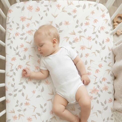 4 Pack Crib Sheets for Girls – Fitted Crib Sheets for Standard Crib Mattress and Toddler Mattress, Ultra Soft Breathable Washable Polyester, 28x52inch, Light Pink & Star in Saudi Arabia