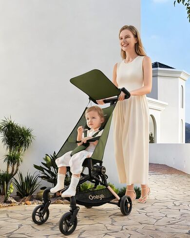 Oneye Travel Stroller for Airplane, Ultra Lightweight Baby Stroller for Toddlers with Canopy, Foldable & Compact Strollers with Jumbo Seat & Large Storage Basket,10.19lb,Stable & One-Hand Fold, Green in Saudi Arabia